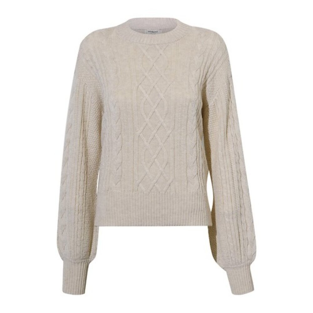 WEEKEND Women's Knitted Balloon Sleeve Sweater Size M In Sand